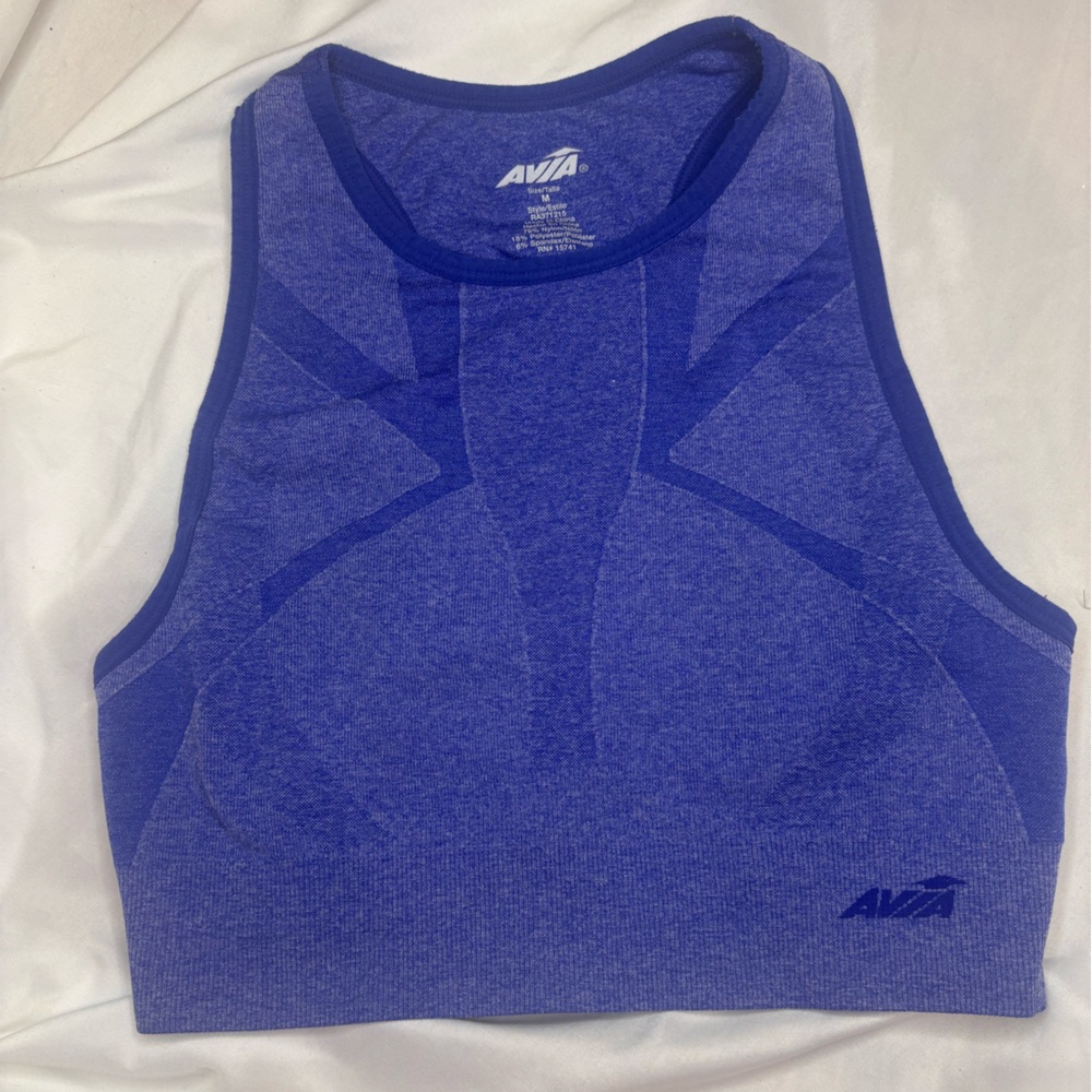 Avia Heathered Blue Athletic Top size medium gym sports bra